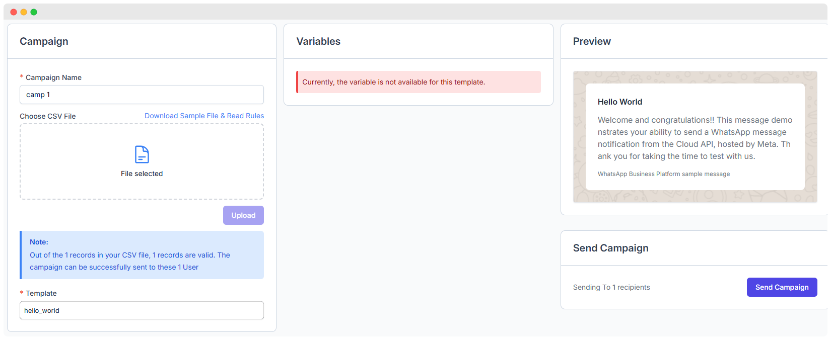 Configuración de Campaña CSV