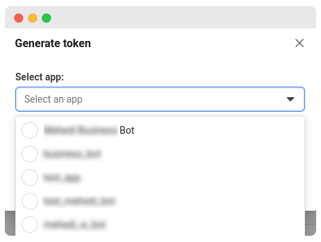 Seleccionar app para token