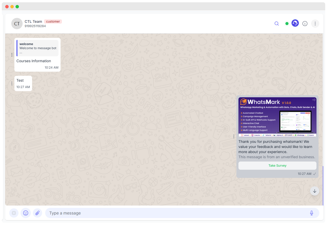 Vista Previa de Chat del Bot de Plantillas